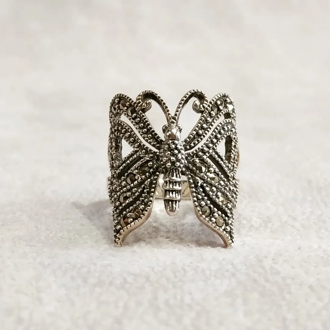 Butterfly Ring in Silver Marcasite