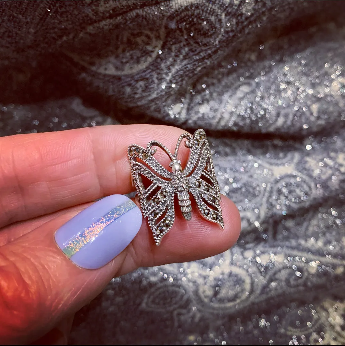 Butterfly Ring in Silver Marcasite