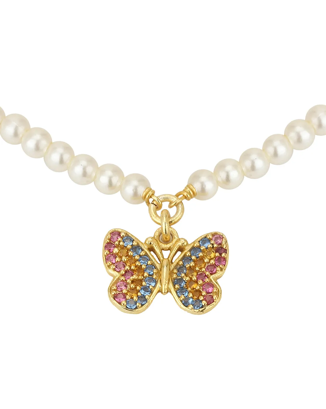 Carlton London Gold Plated With Pearls Butterfly Bracelet For Women