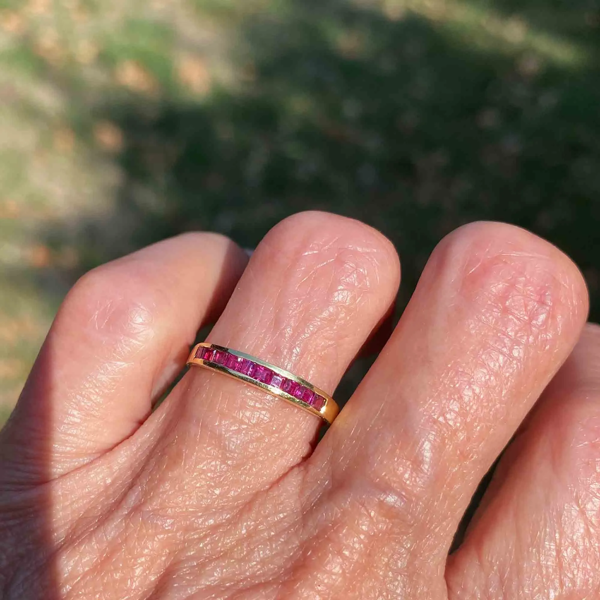 Channel Set Natural Ruby 14K Gold Band Ring