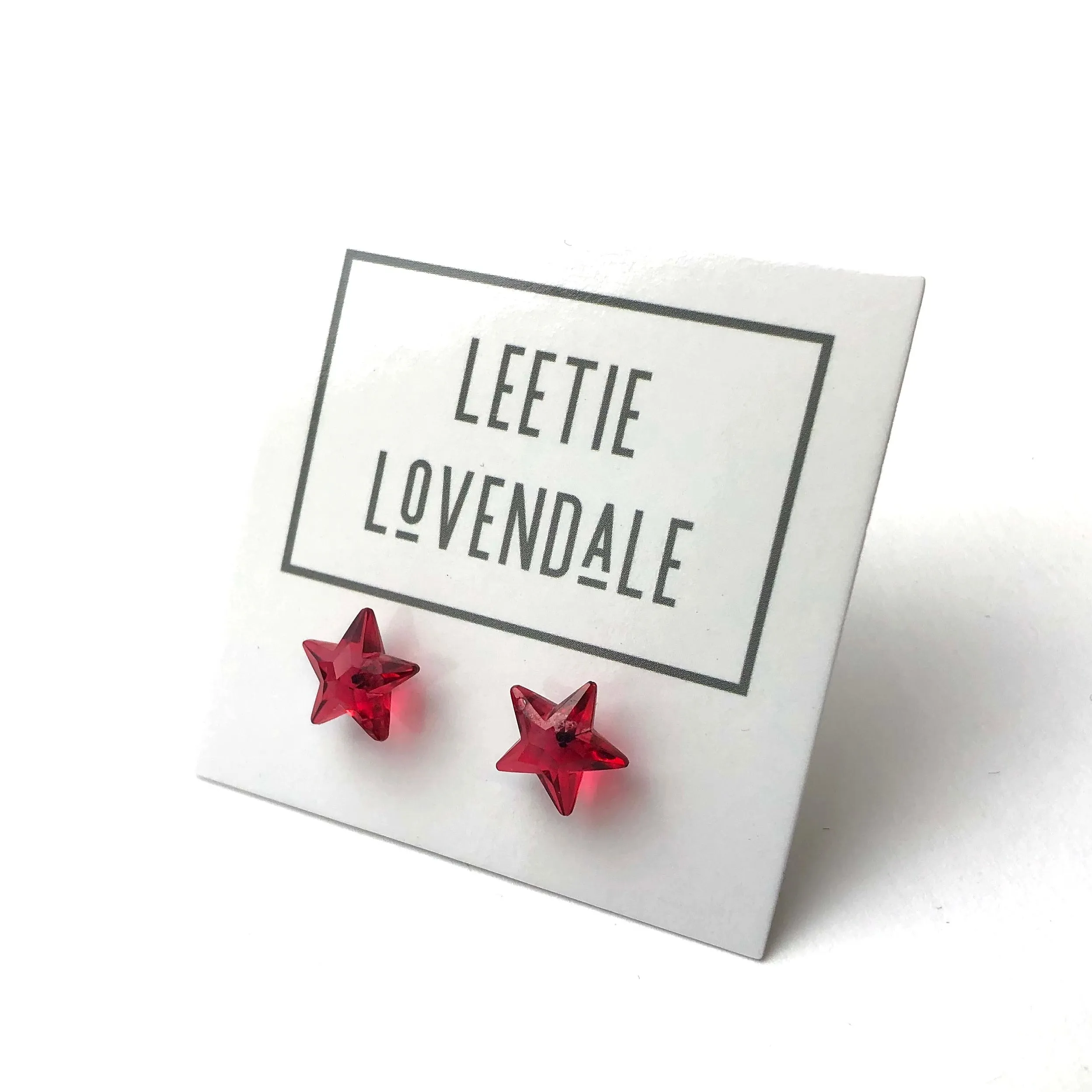 Cranberry Red Faceted Petite Star Stud Earrings