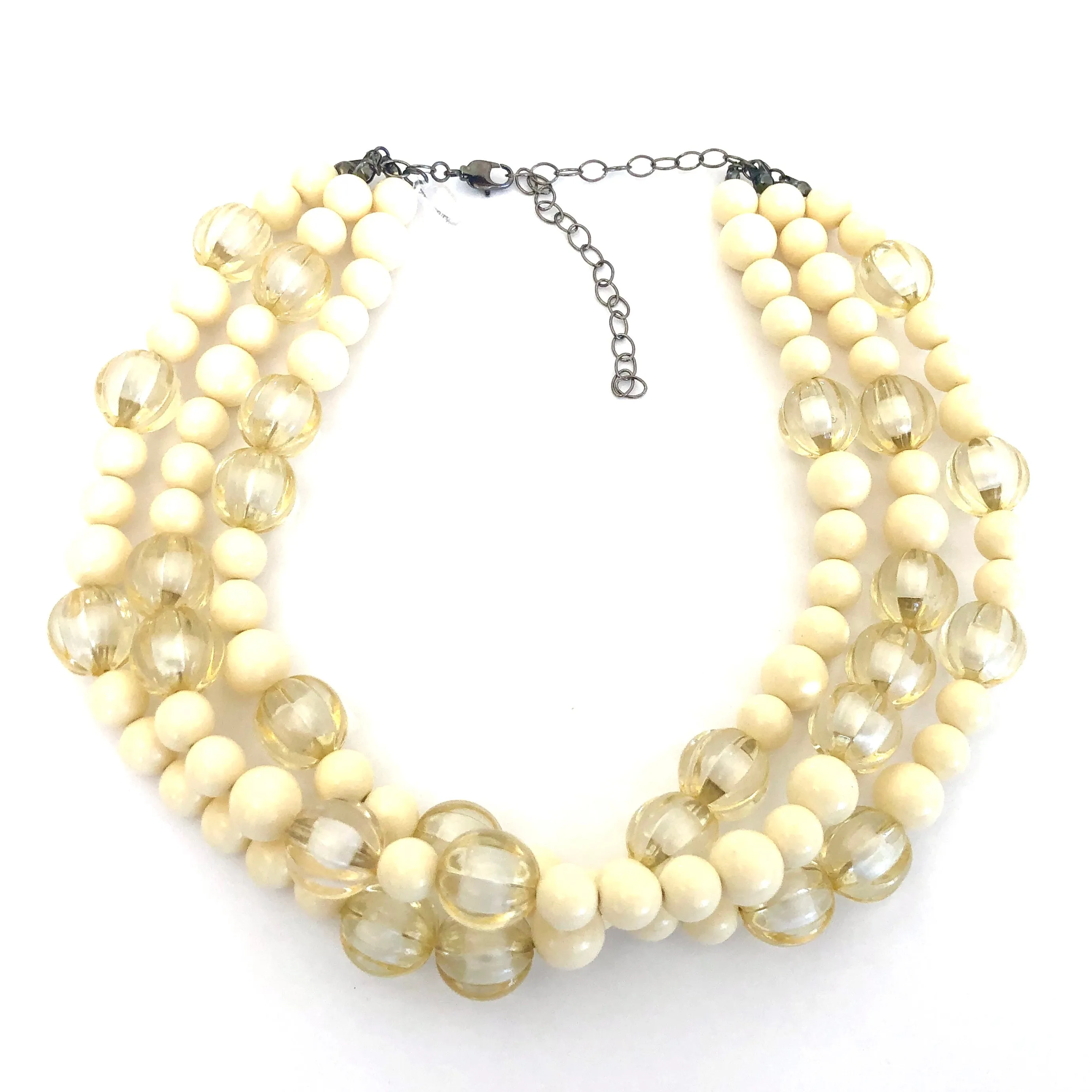 Cream White Givre' Morgan Beaded Necklace