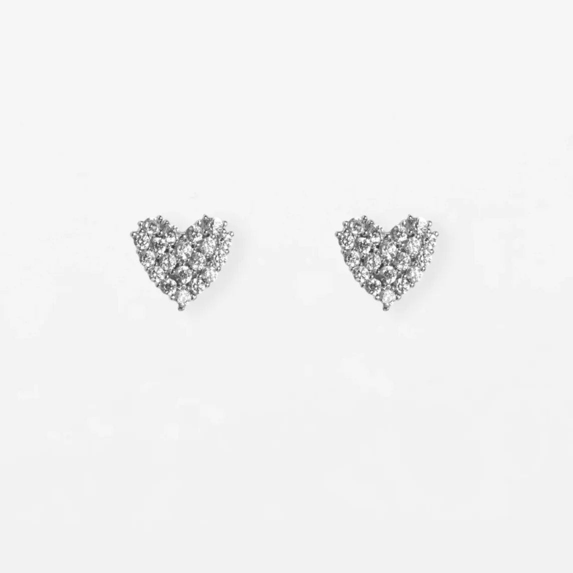 Crystal Heart  Earrings | Silver