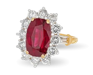 Cushion-Cut Ruby Ring, 5.82 Carats