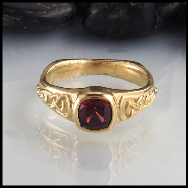 Custom Rhodolite Garnet Ring in Yellow Gold