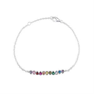 CZ Multi Coloured Bracelet - Sterling Silver