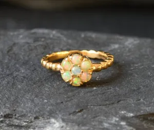 Dainty Opal Gold Ring - Flower Ring - Natural Fire Opal Ring - Daisy Opal Ring