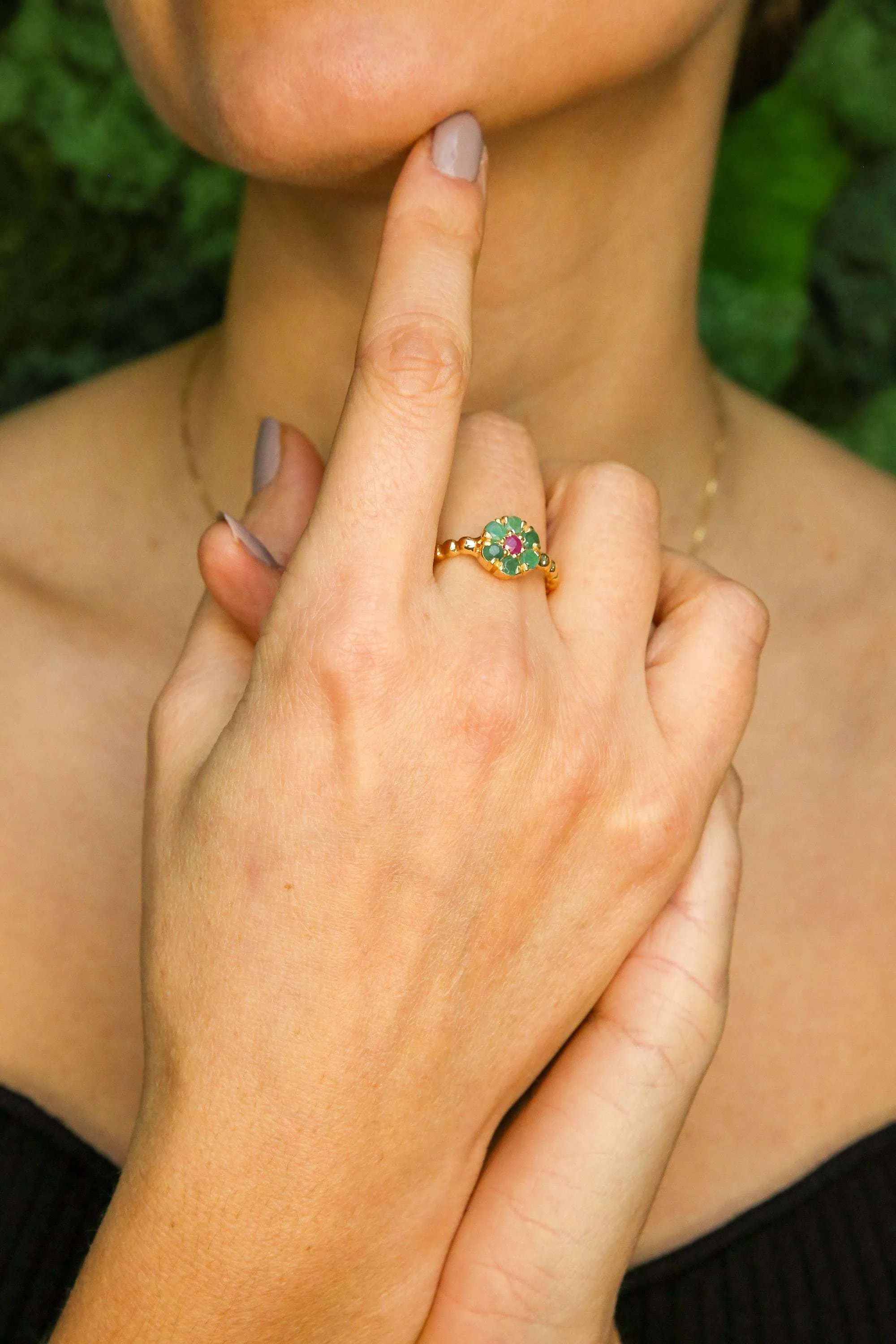 Dainty Opal Gold Ring - Flower Ring - Natural Fire Opal Ring - Daisy Opal Ring