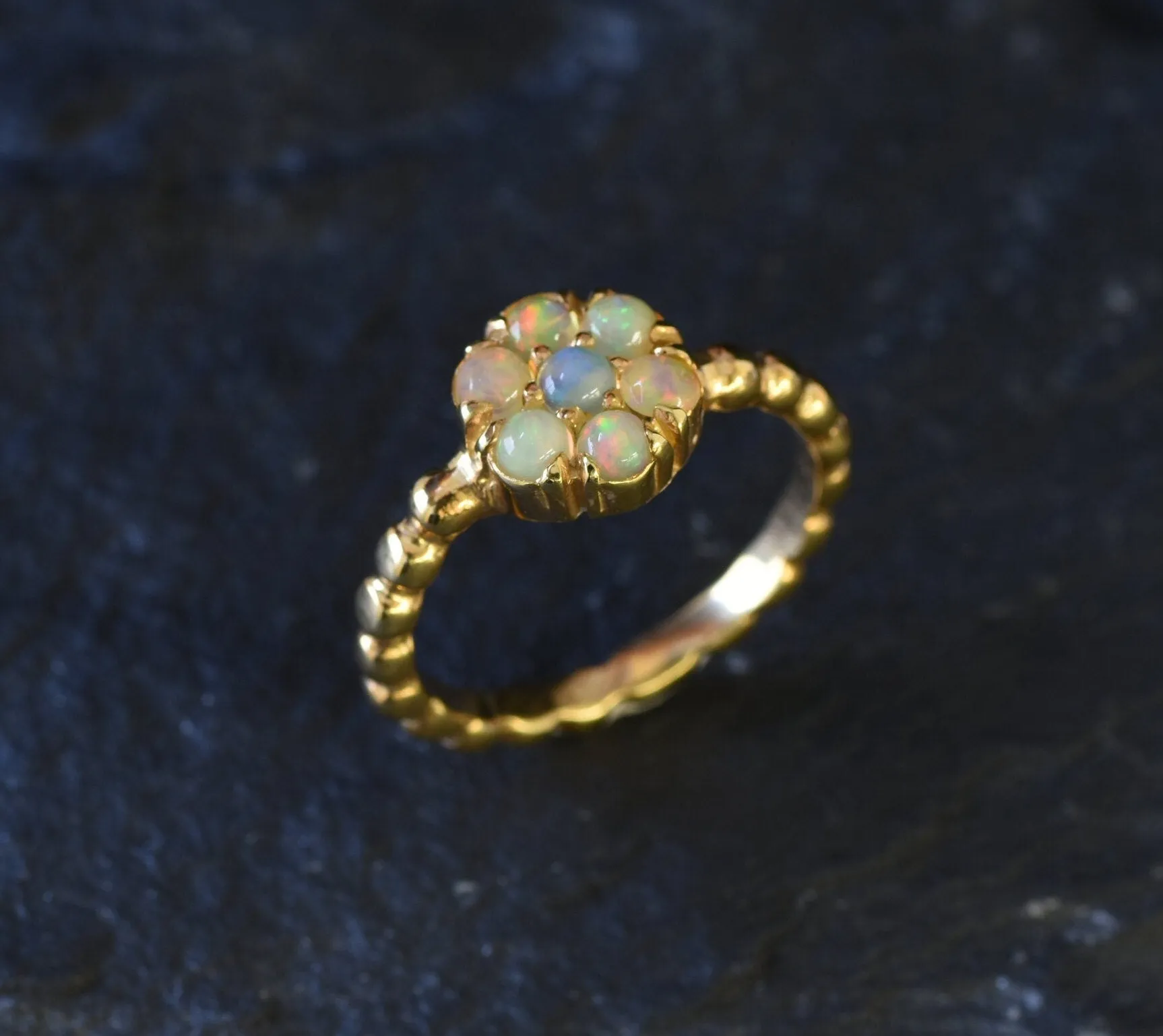 Dainty Opal Gold Ring - Flower Ring - Natural Fire Opal Ring - Daisy Opal Ring