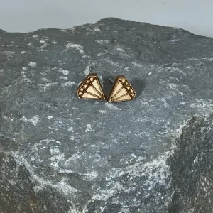 Diamond Stud Wooden Earrings by Cate's Concepts, LLC