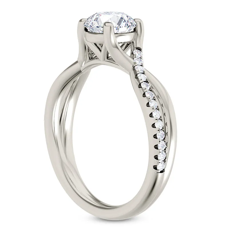 Diamond Twist Engagement Ring - Half Twist