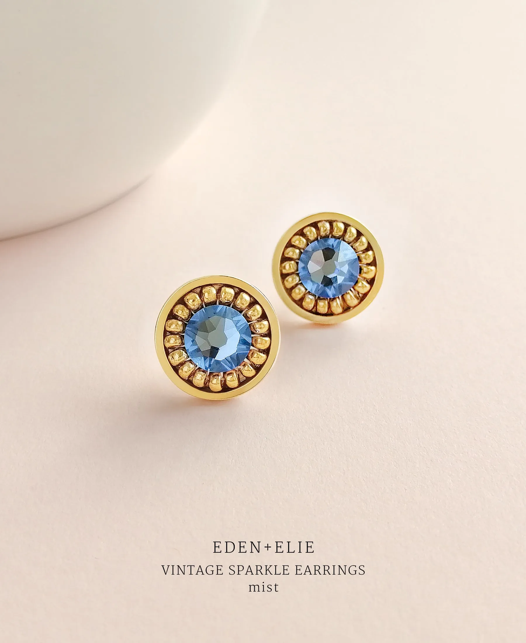 EDEN   ELIE Vintage Sparkle stud earrings - mist blue