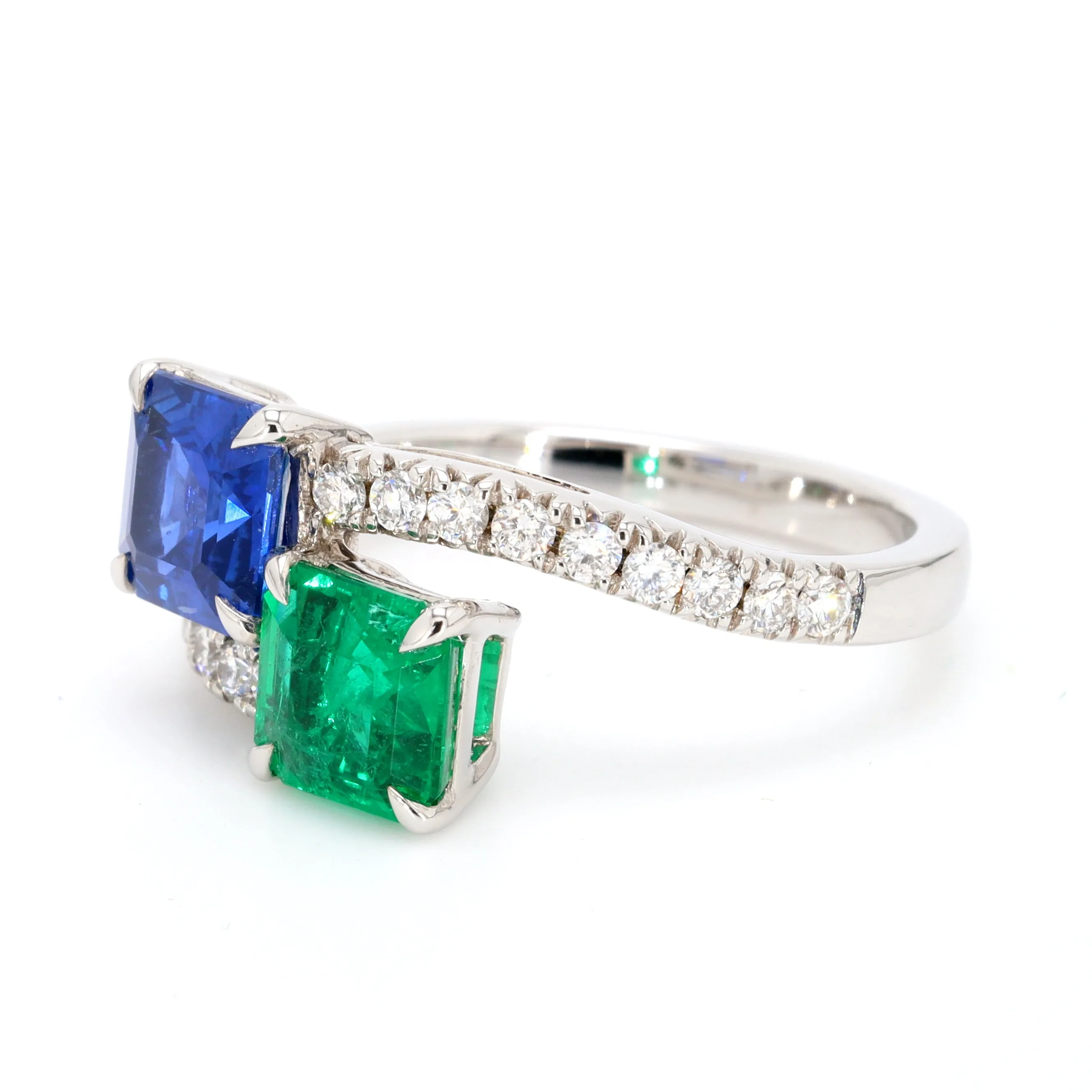 Emerald & Sapphire Bypass Ring