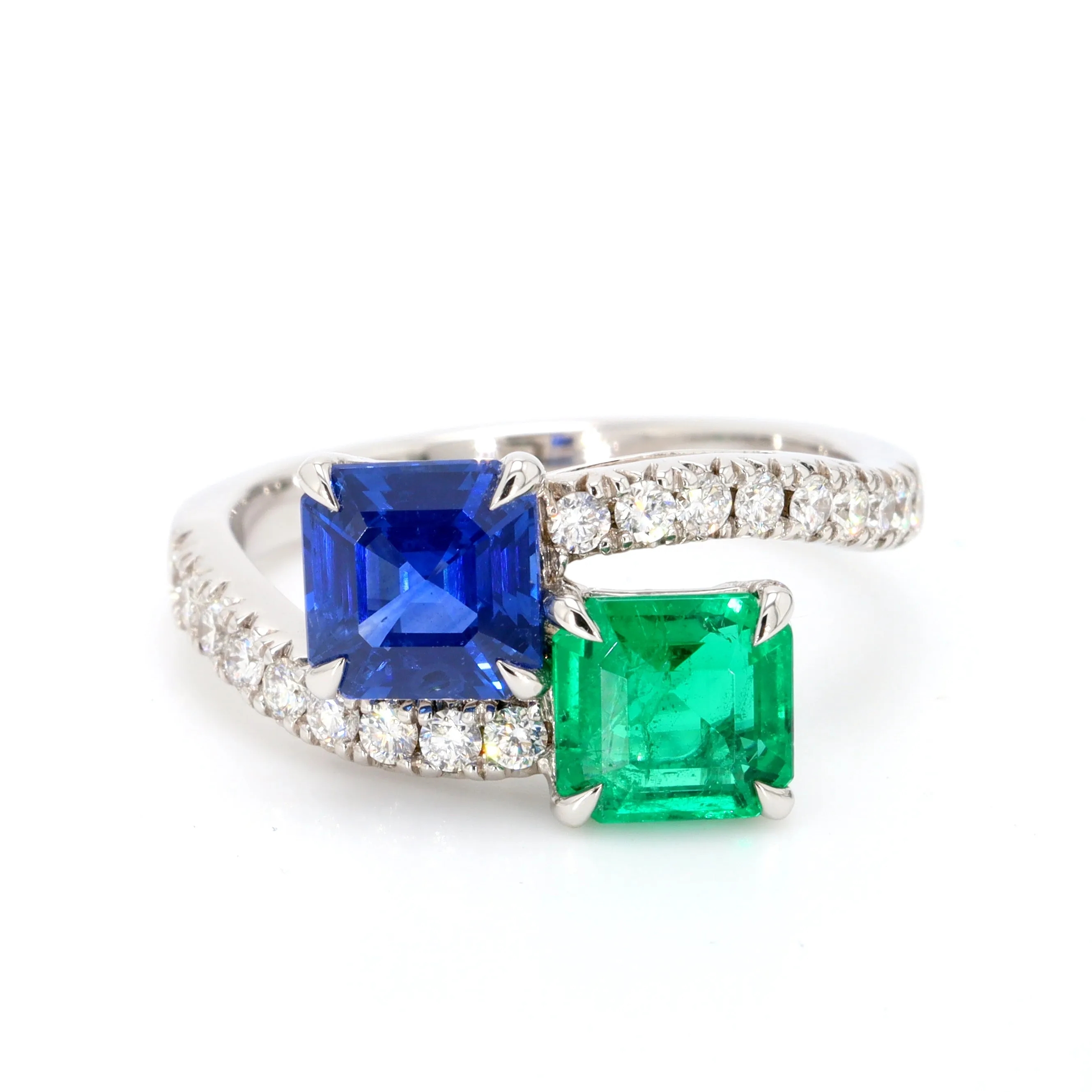 Emerald & Sapphire Bypass Ring