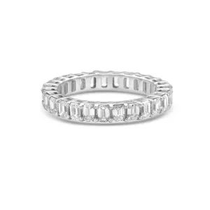 Emerald Cut Diamond Eternity Band (3.60 ct.) 4-Prongs Setting in 18K Gold