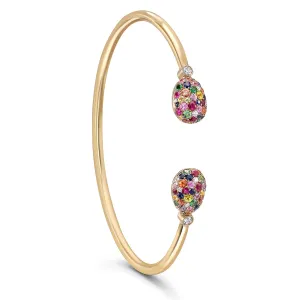 Emotion Yellow Gold & Multicoloured Gemstone Open Set Bracelet