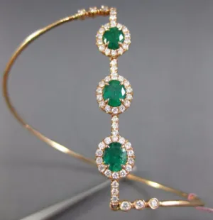 ESTATE EXTRA LARGE 1.96CT PINK DIAMOND & AAA EMERALD 18K ROSE GOLD LOVE BRACELET