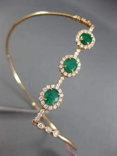 ESTATE EXTRA LARGE 1.96CT PINK DIAMOND & AAA EMERALD 18K ROSE GOLD LOVE BRACELET