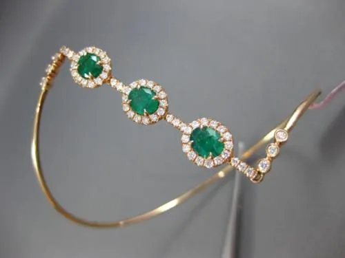 ESTATE EXTRA LARGE 1.96CT PINK DIAMOND & AAA EMERALD 18K ROSE GOLD LOVE BRACELET