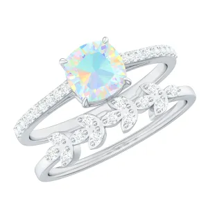 Ethiopian Opal and Diamond Stackable Ring Set