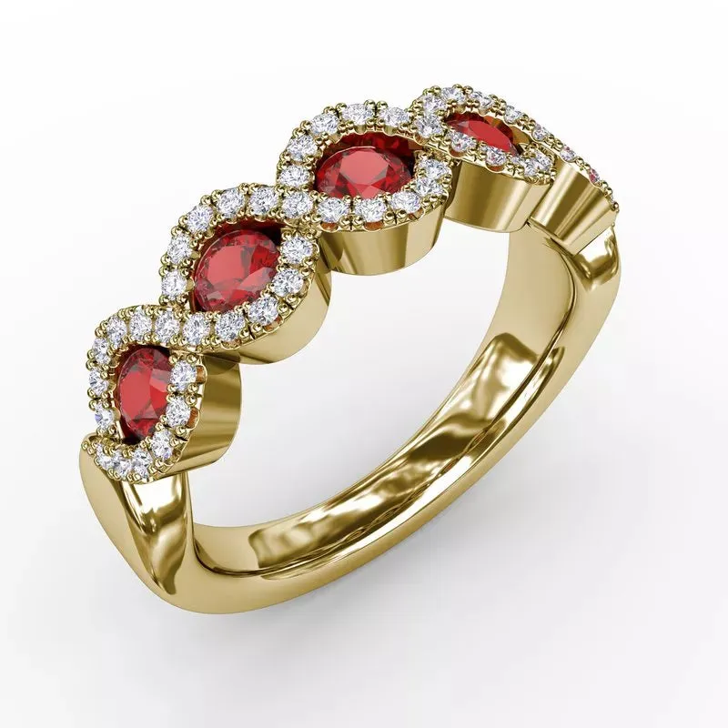 Fana Hold Me Close Ruby and Diamond Twist Ring