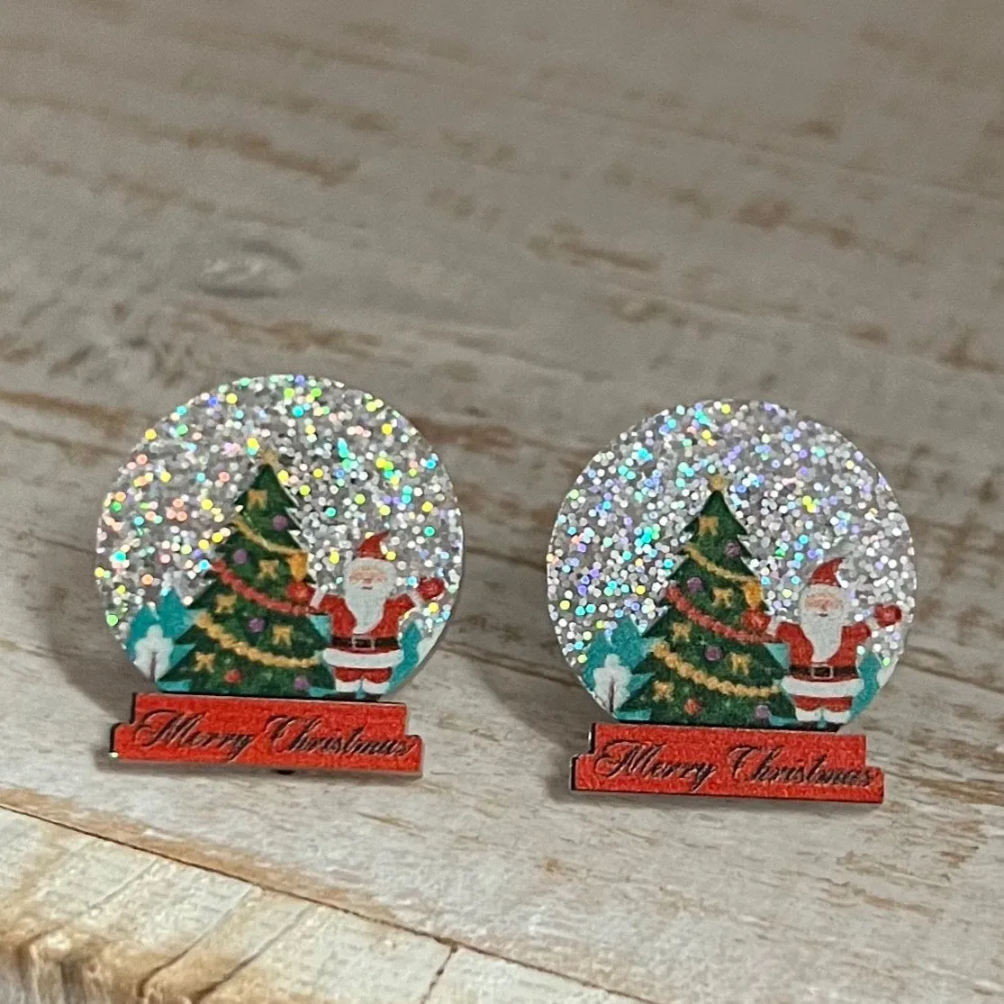 Glitter Resin Snow Globe Earrings