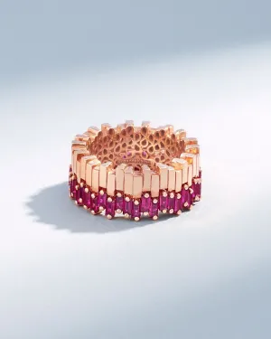 Golden Midi Stacker Ruby Eternity Band