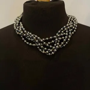 gray/brown Beaded multi strand Necklace