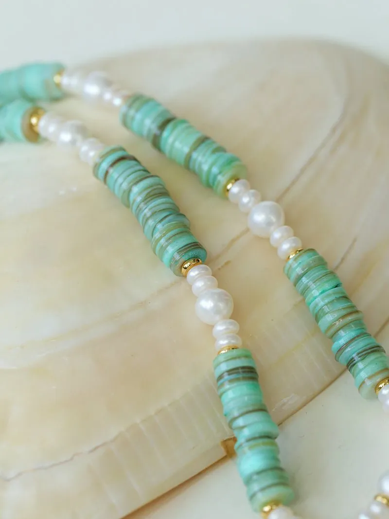 Green Shell Baroque Pearl Necklace