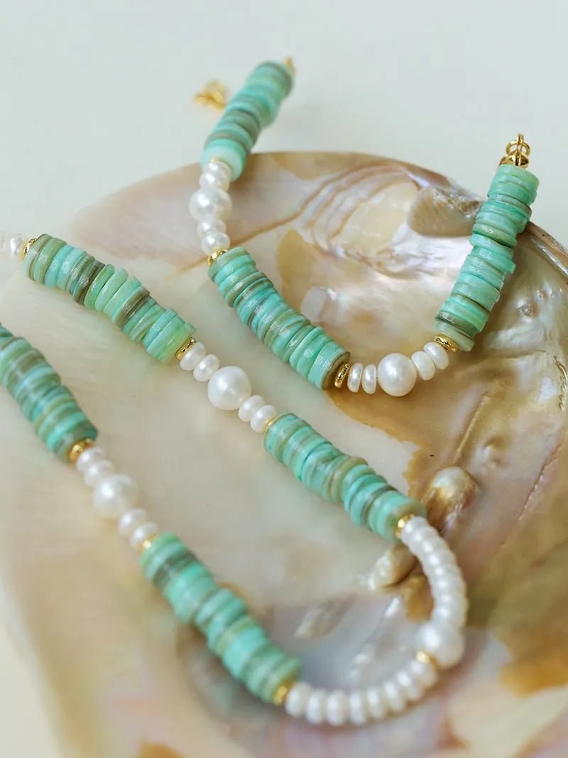 Green Shell Baroque Pearl Necklace