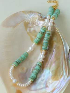 Green Shell Baroque Pearl Necklace