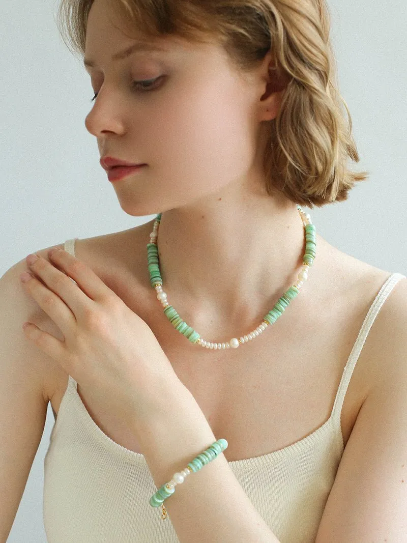 Green Shell Baroque Pearl Necklace