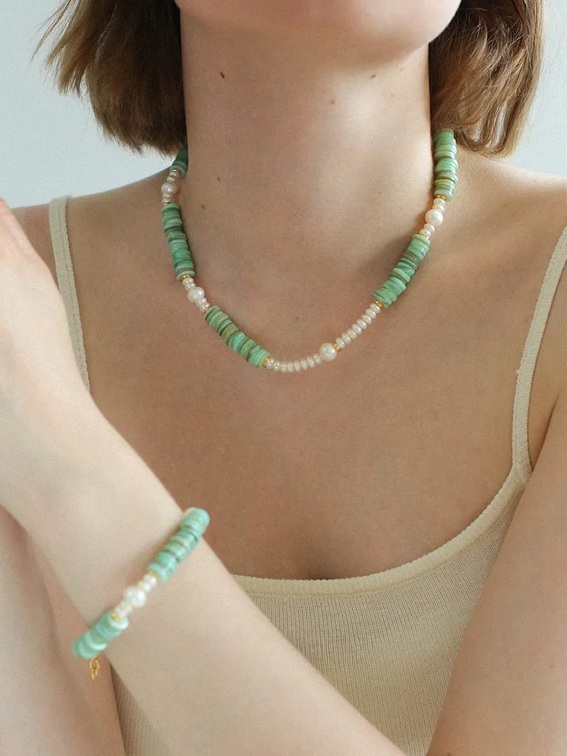 Green Shell Baroque Pearl Necklace