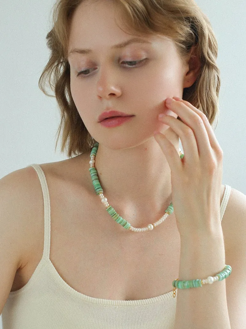 Green Shell Baroque Pearl Necklace