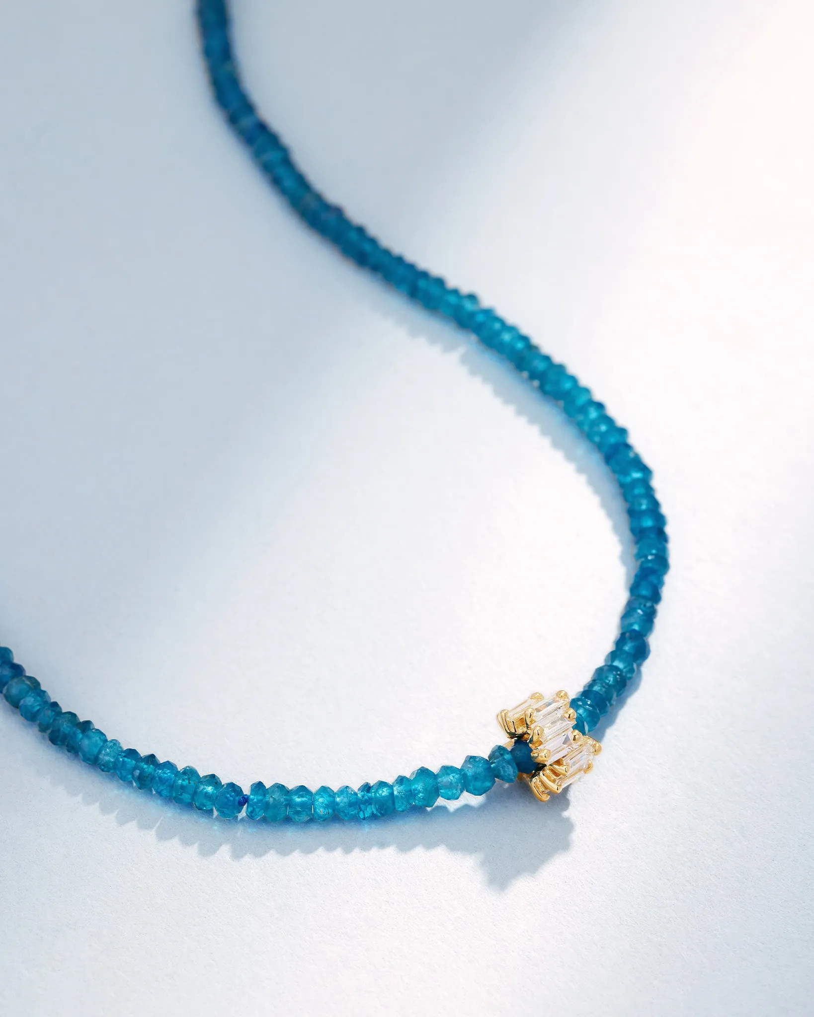 Infinite Beaded Dark Apatite & Mini Diamond Rondelle Necklace