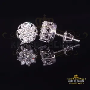 King of Bling's Men's/Women's 925 Silver White 0.50ct VVS 'D' Moissanite Round Stud Earrings