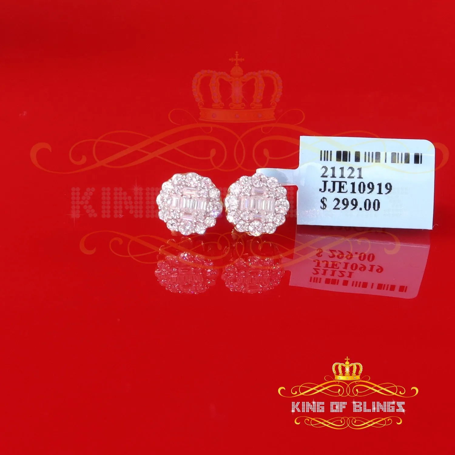 King  of Bling's Men's/Women's 925 Silver Yellow 1.00ct VVS 'D' Moissanite Round Stud Earrings