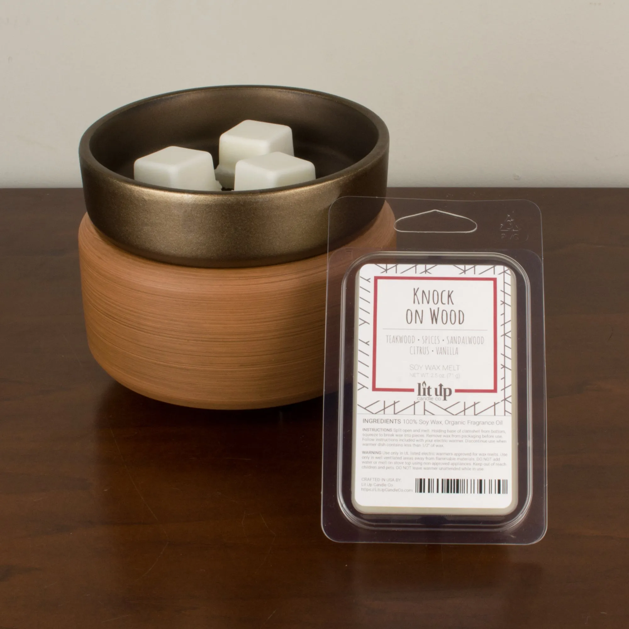 Knock on Wood scented 2.5 oz. soy wax melt - FKA Teakwood & Cardamom