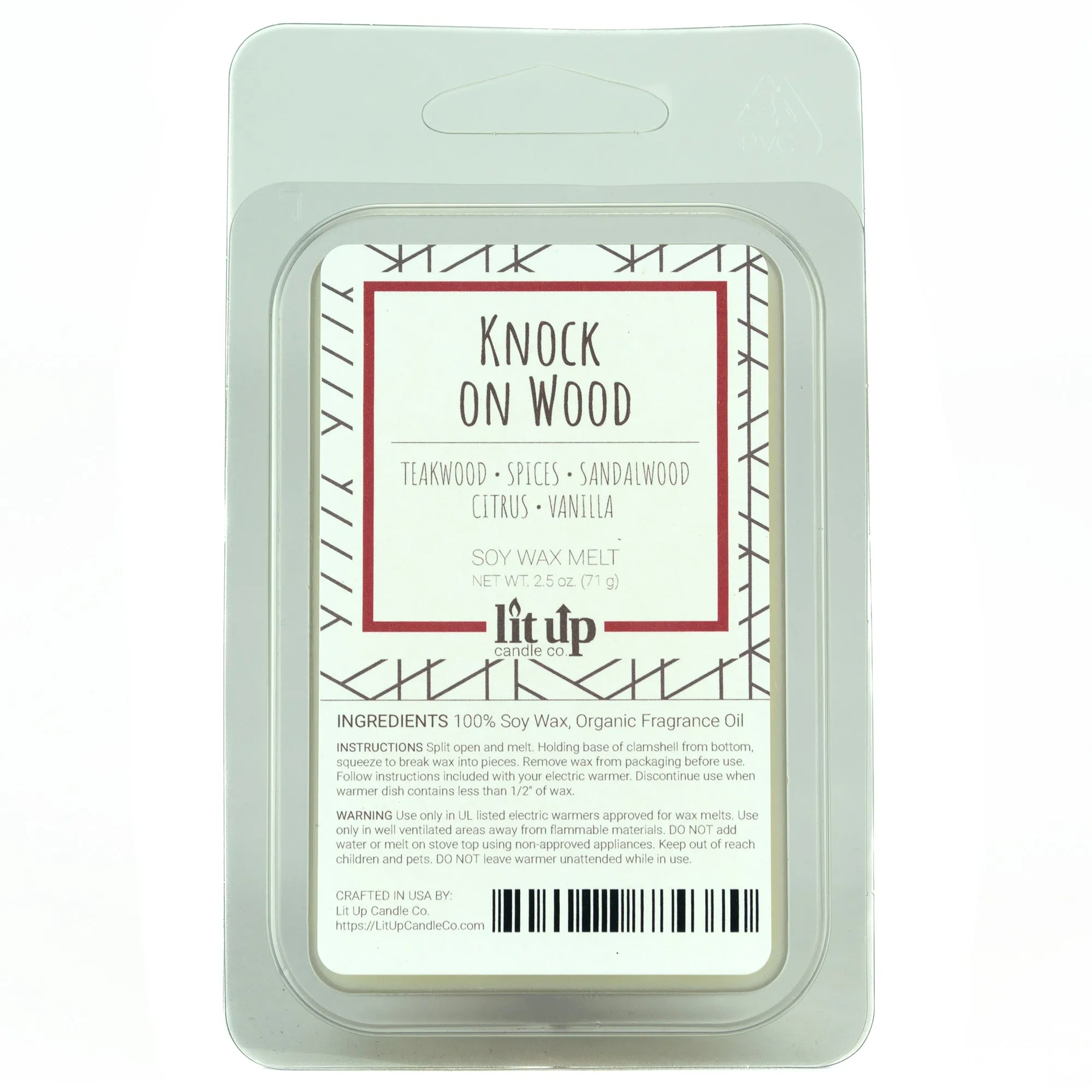 Knock on Wood scented 2.5 oz. soy wax melt - FKA Teakwood & Cardamom