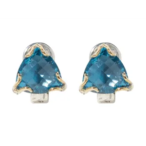 Konstantino Anthos Silver and 18K Gold Blue Spinel Stud Earrings