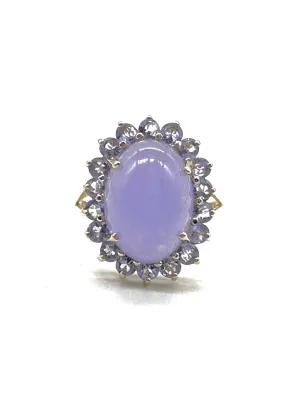 Lavender Jade with Tanzanite Halo Ring