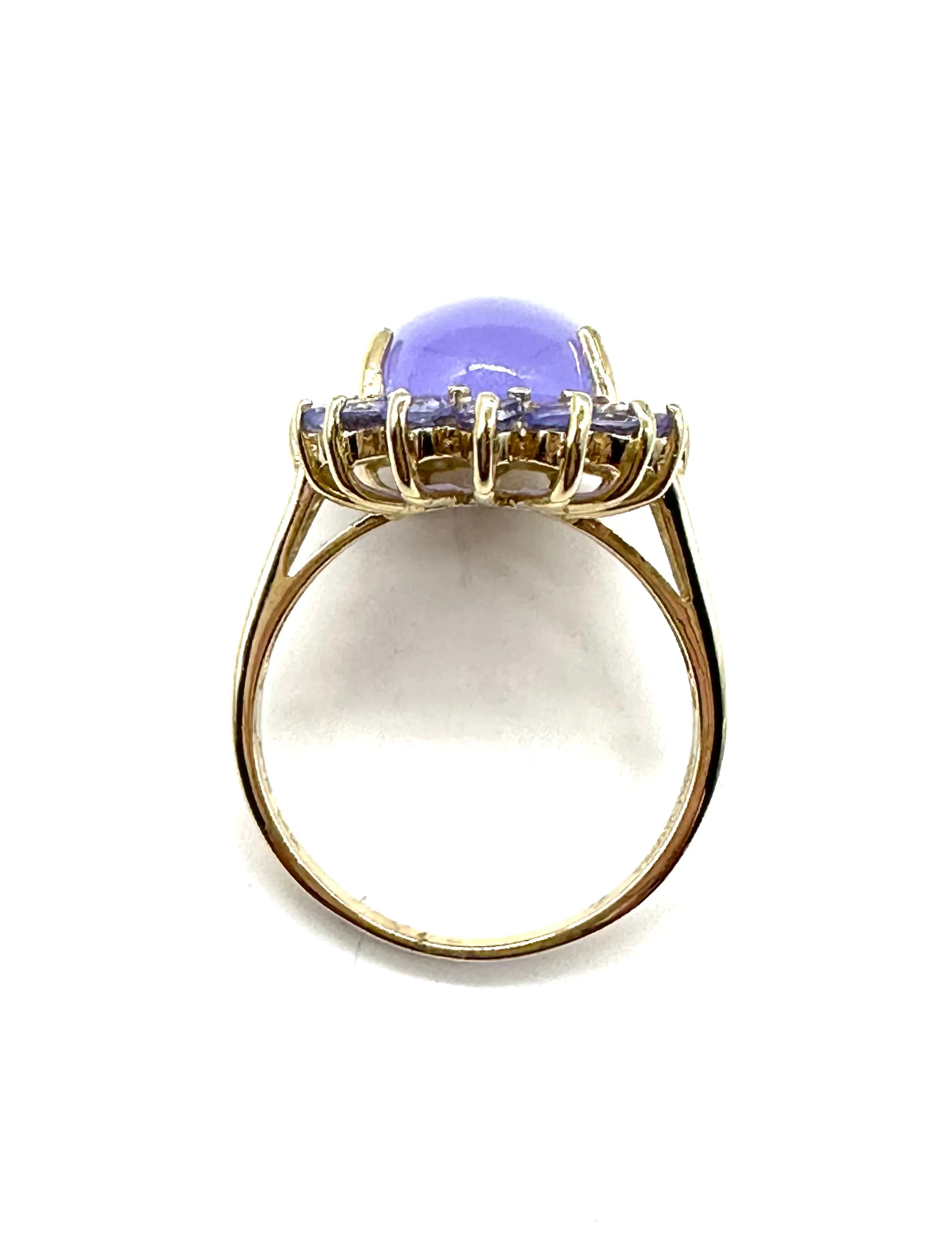 Lavender Jade with Tanzanite Halo Ring