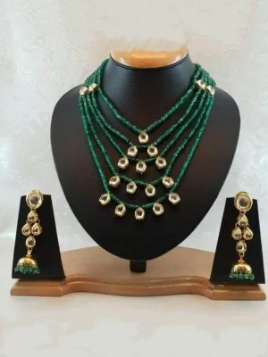 Layered Beaded Necklace Kundan Hanging