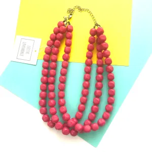 Magenta Pinched Beaded Morgan Necklace