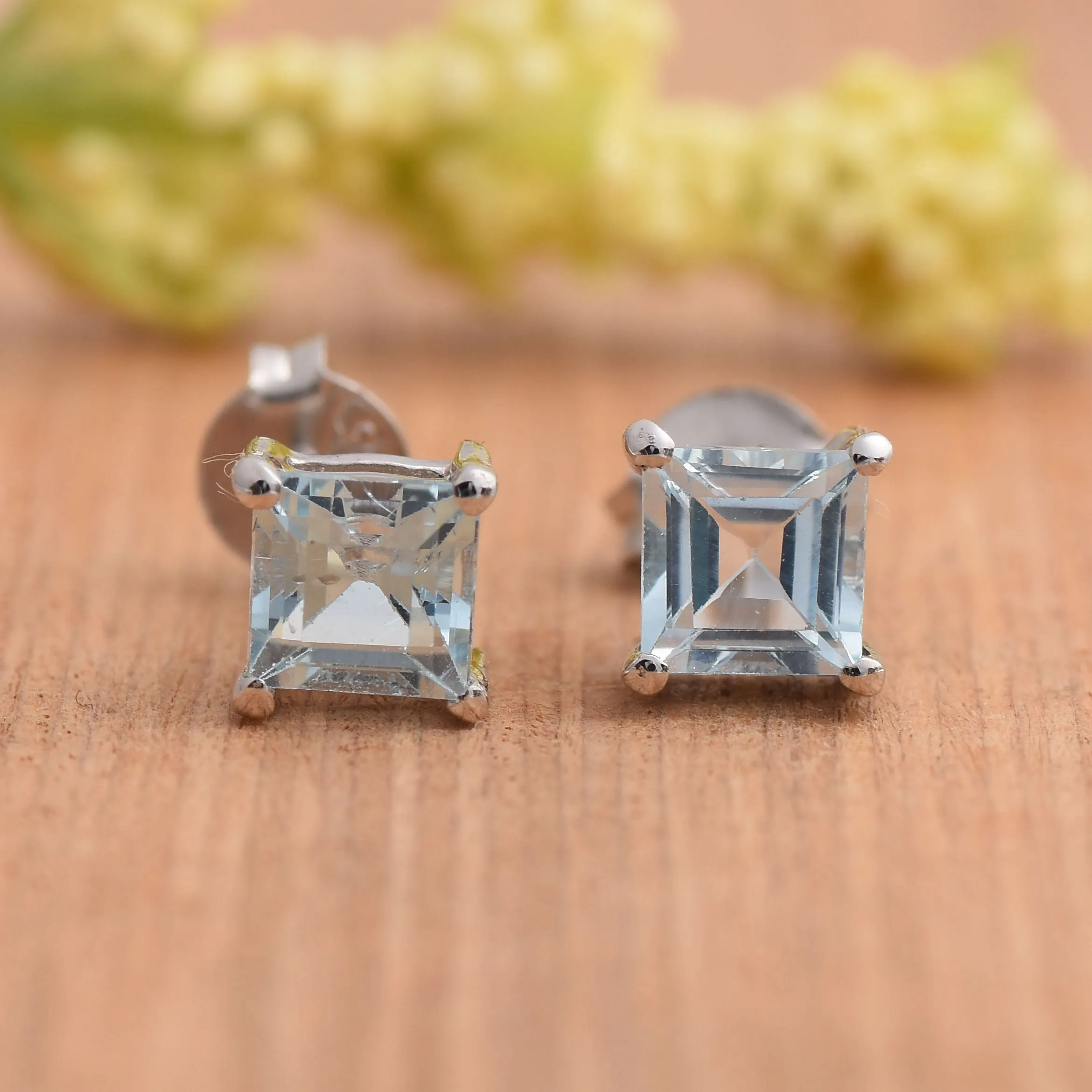 March Aquamarine Stud Earrings