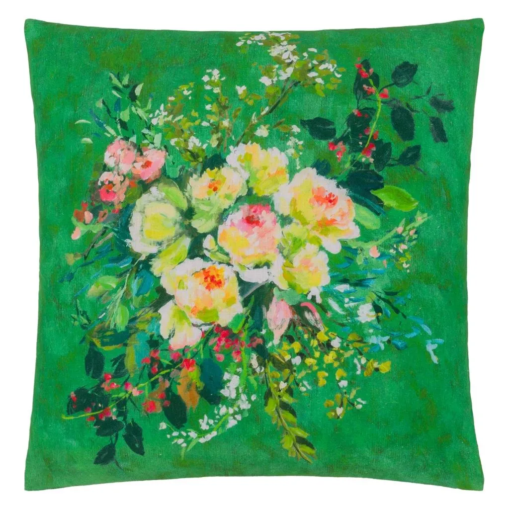 Margaretta Linen Emerald Throw Pillow by Designers Guild