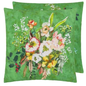 Margaretta Linen Emerald Throw Pillow by Designers Guild