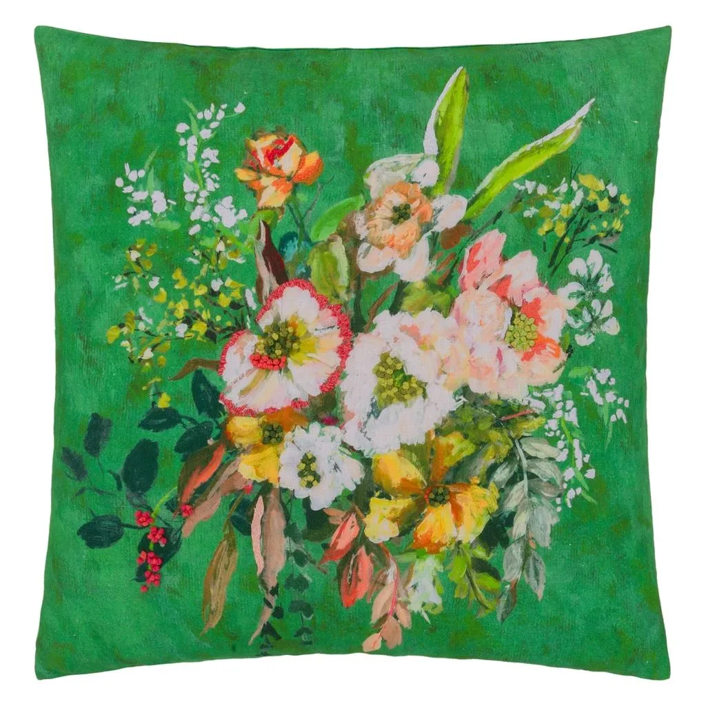 Margaretta Linen Emerald Throw Pillow by Designers Guild