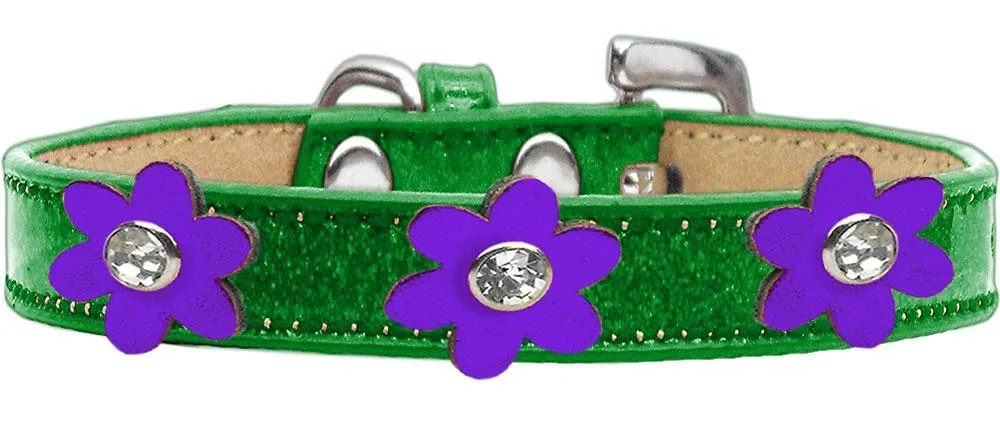 Metallic Flower Ice Cream Collar Emerald Green With Metallic Purple Flowers Size 20