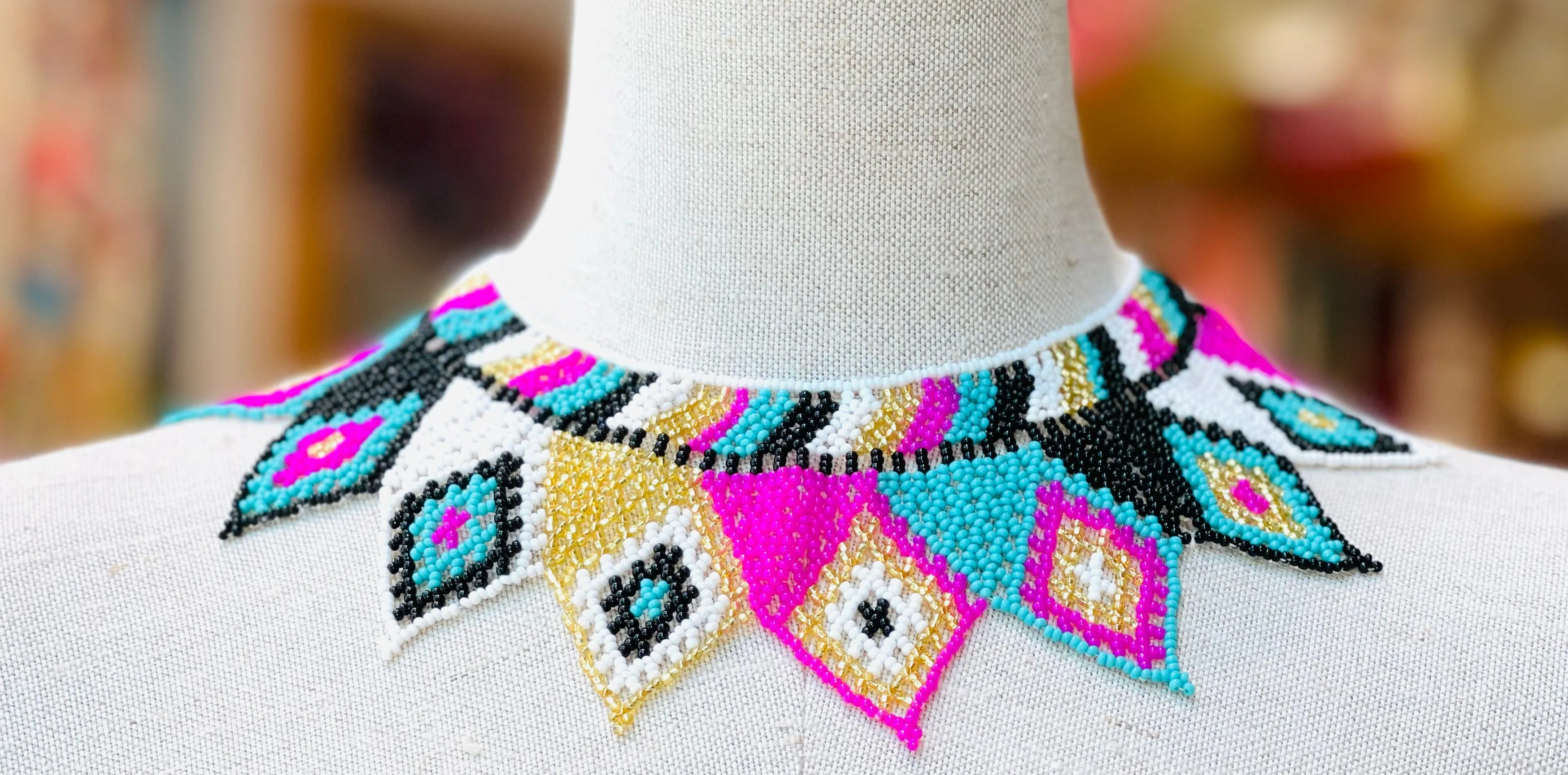 Mexican Beaded "Chaquira" Collar Necklace